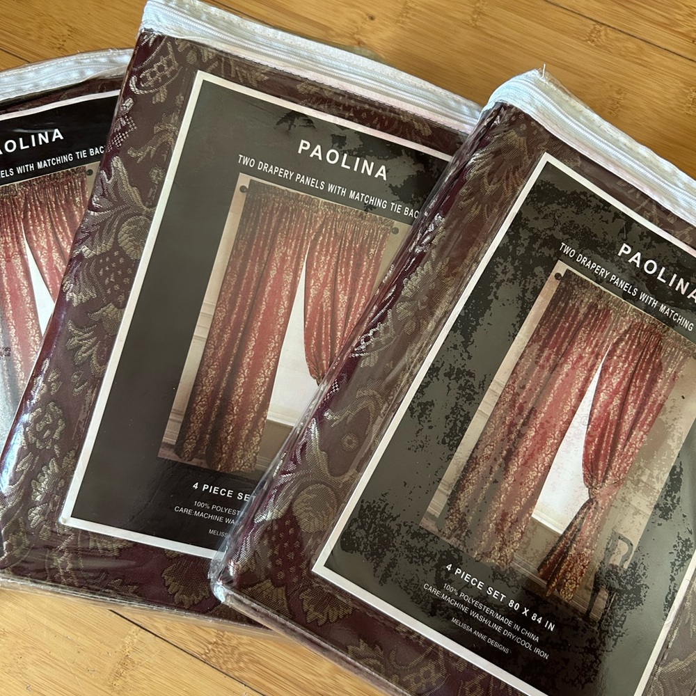 Burgundy Drapery Panels (3)